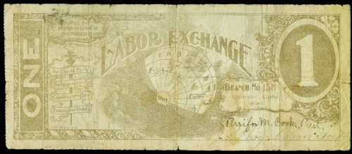 Denver, Colorado. Labor Exchange Certificate. 1896. 1 Unit. Fine.