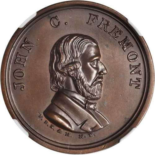 1856 John Freemont. DeWitt-JF 1856-4. Bronzed copper. 34 mm. MS-64 BN (NGC).