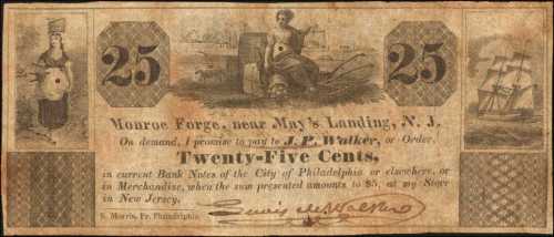 Mays Landing, Pennsylvania. Monroe Forge, Near Mays Landing. ND. 25 Cents. Fine.