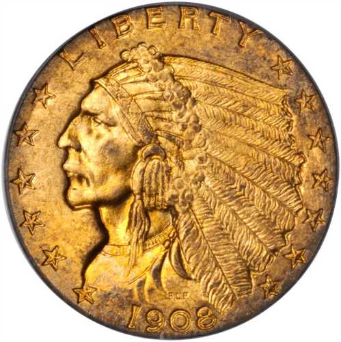 1908 Indian Quarter Eagle. MS-63 (PCGS). CAC.