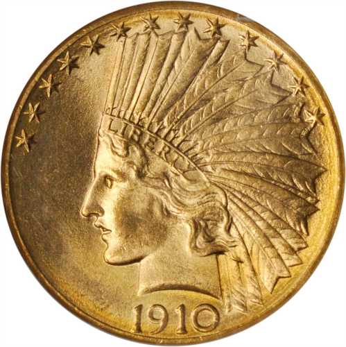 1910-D Indian Eagle. MS-64 (NGC).