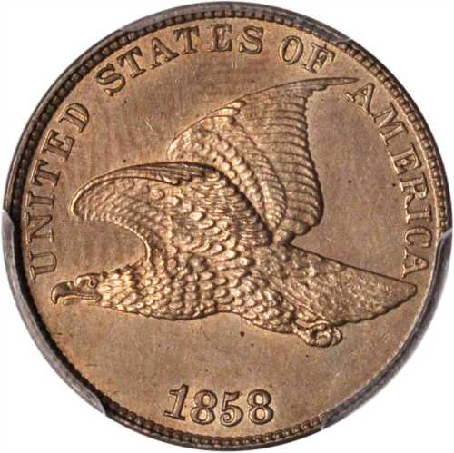 1858 Flying Eagle Cent. Large Letters, Low Leaves Reverse (Style of 1858), Type II. Unc Details--Cle