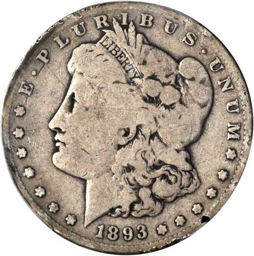 1893-S Morgan Silver Dollar. VG Details--Rim Damage (PCGS).