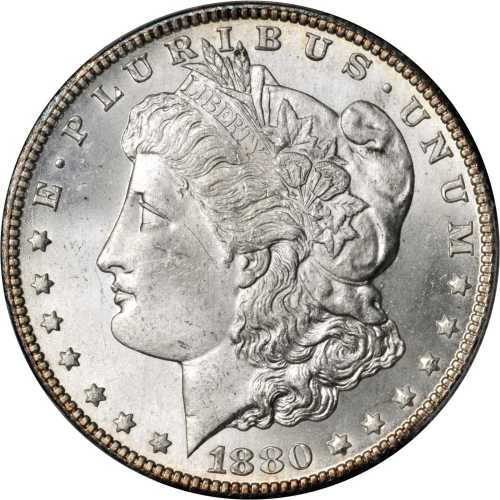 1880-CC Morgan Silver Dollar. 8/7. Reverse of 1878. MS-65 (PCGS).