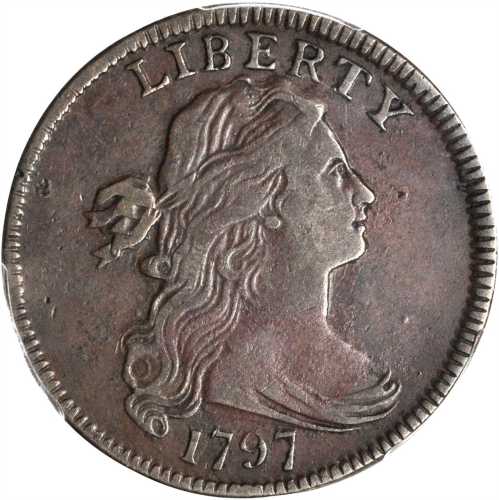 1797 Draped Bust Cent. S-126. Rarity-3. Reverse of 1797, Stems to Wreath. VF Details--Environmental 