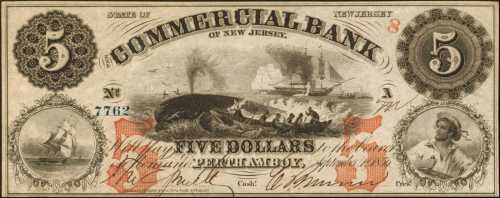 Perth Amboy, New Jersey. Commercial Bank of New Jersey. September 1, 1856. $5. About Uncirculated.