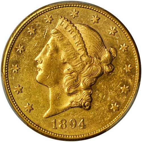 美国1894-S年20美元金币。