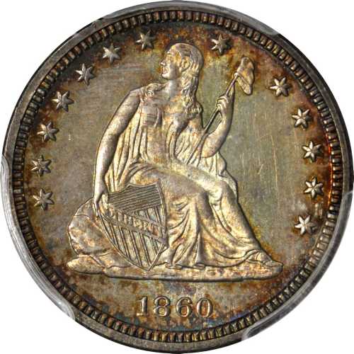 1860 Liberty Seated Quarter. Proof-64 (PCGS).
