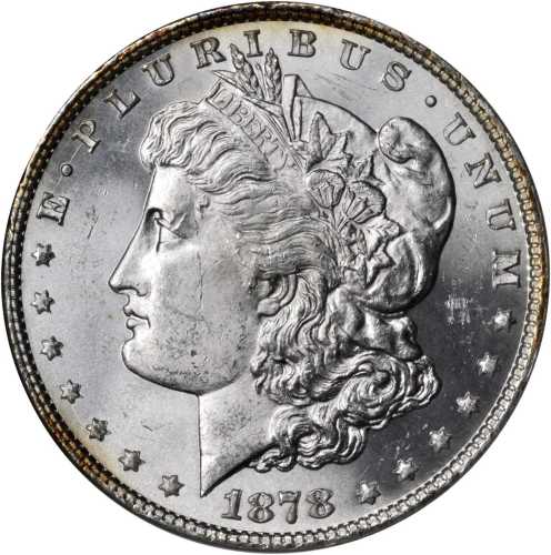 1878 Morgan Silver Dollar. 8 Tailfeathers. MS-63 (ANACS). OH.