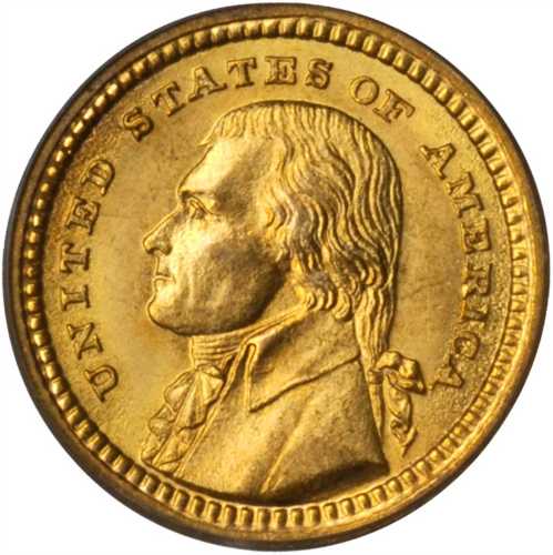 1903 Louisiana Purchase Exposition Gold Dollar. Jefferson Portrait. MS-64 (PCGS).