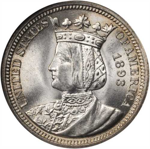 1893 Isabella Quarter. MS-64 (NGC). CAC.