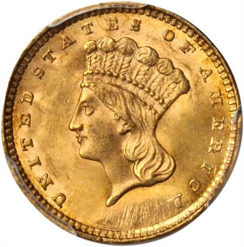 1857 Gold Dollar. MS-64 (PCGS).