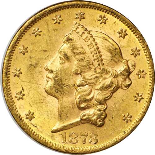 1873 Liberty Head Double Eagle. Close 3. MS-61 (PCGS).