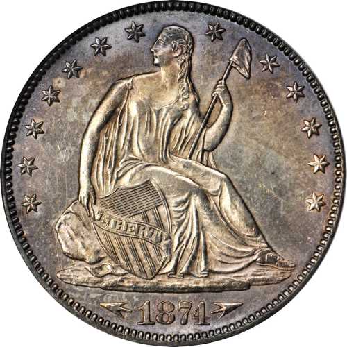 1874-CC Liberty Seated Half Dollar. Arrows. WB-3. Rarity-4. AU-58 (PCGS).