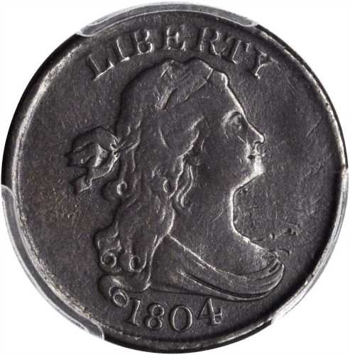 1804 Draped Bust Half Cent. C-6. Rarity-2. Spiked Chin. VF Details--Altered Surfaces (PCGS).