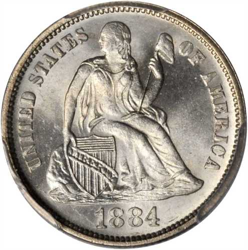 1884 Liberty Seated Dime. MS-66+ (PCGS). CAC.