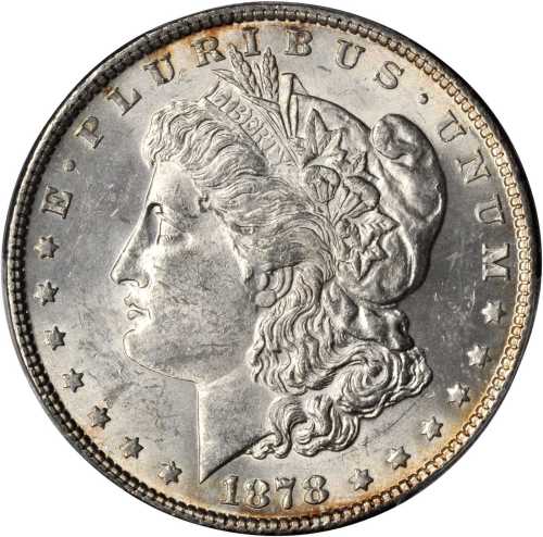 1878 Morgan Silver Dollar. 7/8 Tailfeathers. Weak. MS-63 (PCGS).