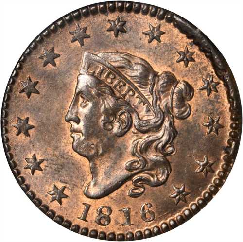 1816 Matron Head Cent. N-2. Rarity-1. MS-64 RB (NGC). CAC. OH.