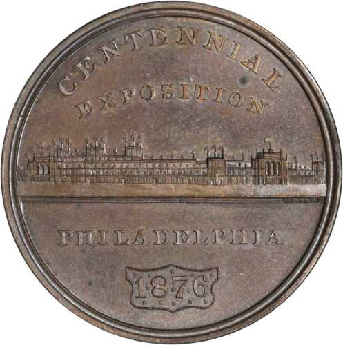 1876 U.S. Centennial Exposition. Exposition Building Dollar--Main Building. Copper. 43 mm. HK-81. Ra