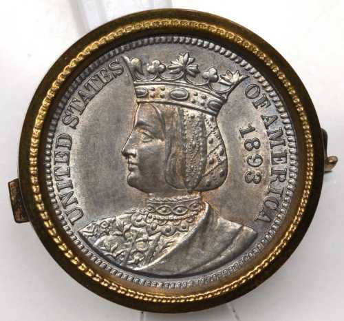 1893 Isabella Quarter Pin in Brass Frame.