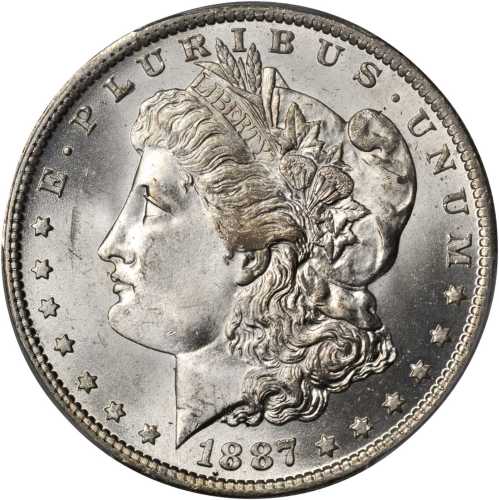 1887-O Morgan Silver Dollar. MS-65 (PCGS). Gold Shield Holder.