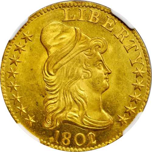 1802/1 Capped Bust Right Half Eagle. BD-1. Rarity-4+. MS-65 (NGC).