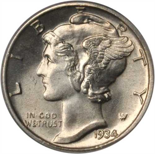 1934-D Mercury Dime. MS-65 FB (PCGS). CAC.