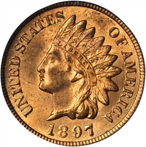 1897 Indian Cent. MS-64 RB (PCGS). CAC.