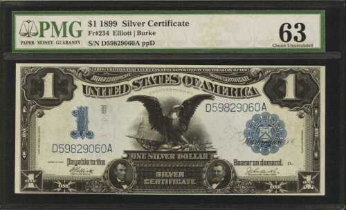 Fr. 234. 1899 $1 Silver Certificate. PMG Choice Uncirculated 63.