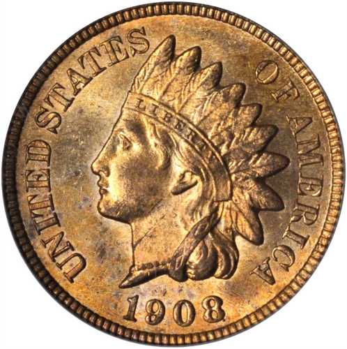 1908-S Indian Cent. MS-64 RD (PCGS).