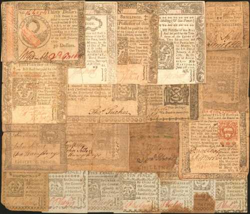 Colonial & Continental Currency. Collection of (20) Notes with Notable Signers. Good to About Uncirc