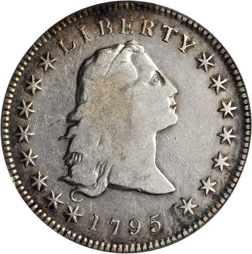 1795 Flowing Hair Silver Dollar. BB-27, B-5. Rarity-1. Three Leaves. Fine-12 (ICG).