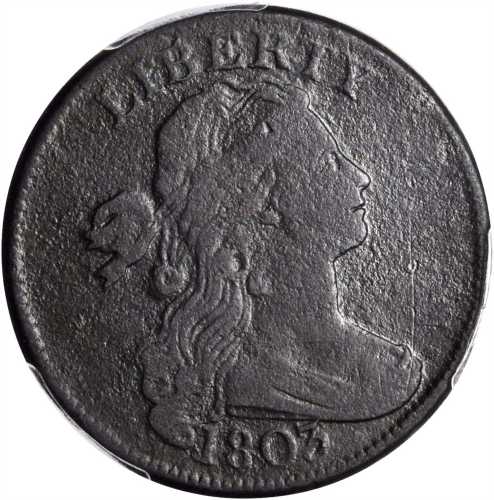 1803 Draped Bust Cent. S-265. Rarity-4. Large Date, Large Fraction. Fine Details--Environmental Dama