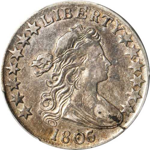 1806/5 Draped Bust Half Dollar. O-103, T-8. Rarity-2. Large Stars. VF-25 (PCGS).