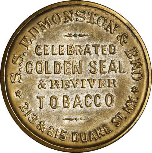 New York, New York. S.S. Edmonston & Bro., Celebrated Golden Seal and Reviver tobacco. Bowers NY-488