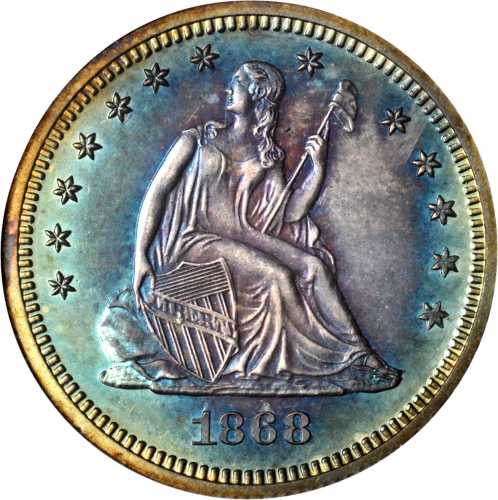 1868 Liberty Seated Quarter. Proof-65 (ANACS). OH.