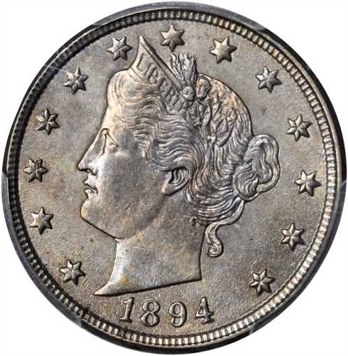 1894 Liberty Head Nickel. Unc Details--Cleaned (PCGS).