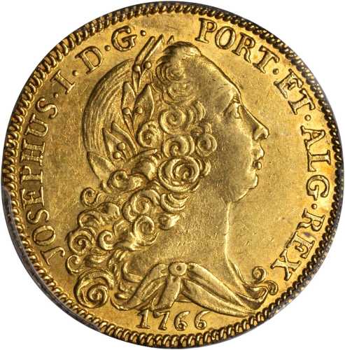 Portugal. 1766 4 Escudos. KM-240. AU-58 (PCGS). Secure Holder.