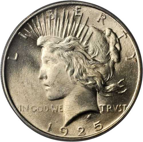 1925 Peace Silver Dollar. MS-66 (PCGS).