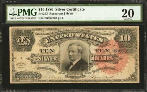 Fr. 293. 1886 $10 Silver Certificate. PMG Very Fine 20.