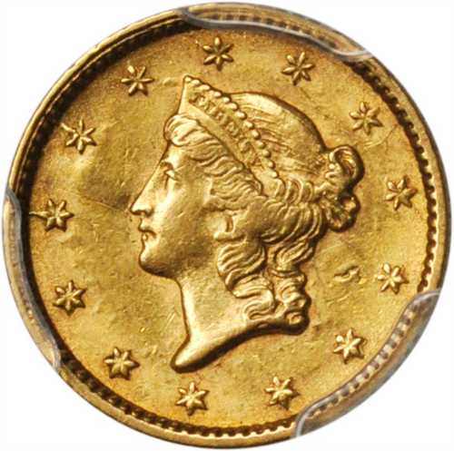 1853 Gold Dollar. AU Details--Scratch (PCGS).