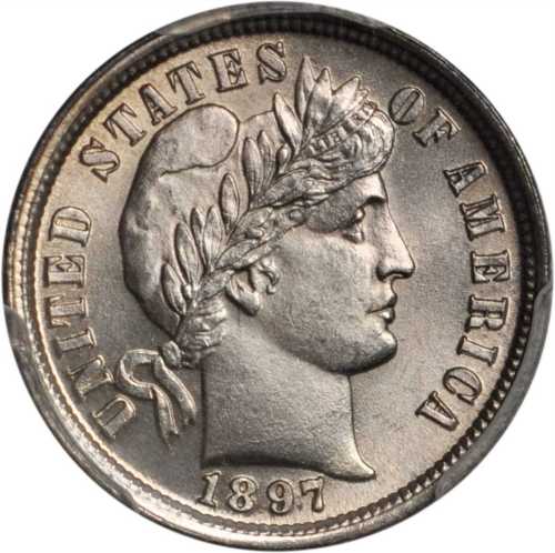 1897 Barber Dime. MS-64 (PCGS).