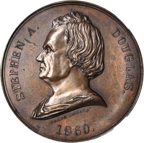 1860 Stephen Douglas. DeWitt-SD 1860-5. Copper. 35 mm. MS-63 BN (NGC).