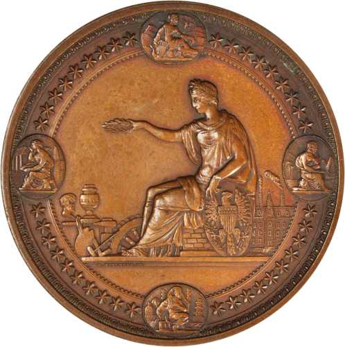 1876 Centennial Award. Bronzed Copper. 76 mm. Julian AM-10. About Uncirculated.