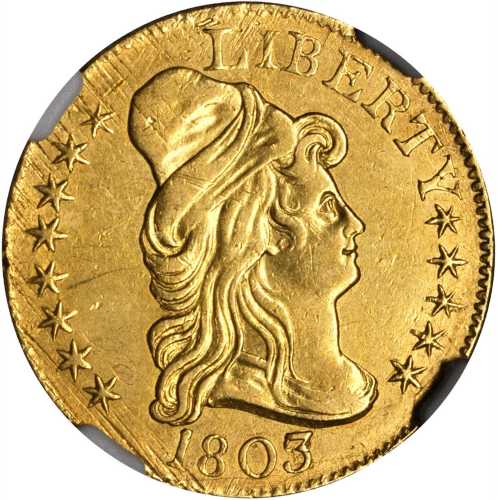 1803/2 Capped Bust Right Half Eagle. B-3. Rarity-4. Imperfect T, 3 Free of Bust. AU Details--Repaire