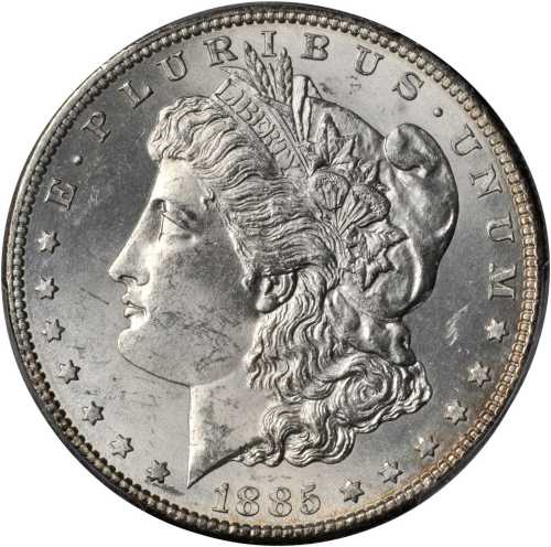 1885-S Morgan Silver Dollar. MS-63 (PCGS).