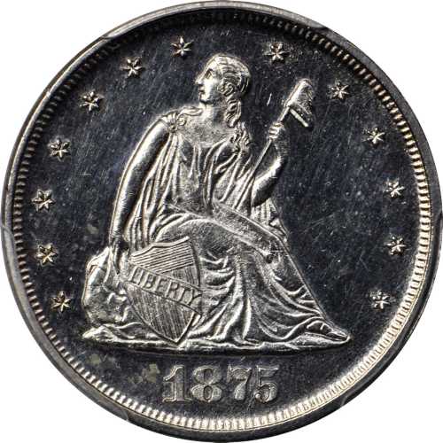 1875 Twenty-Cent Piece. Proof-61 (PCGS).