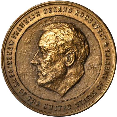 1941 Franklin D. Roosevelt Inaugural Medal. Dusterberg-OIM 10B42(2). Bronze. 41 mm. Choice About Unc