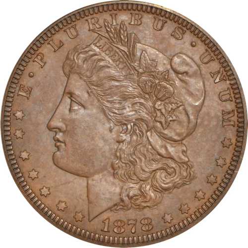 1878 Pattern Morgan Dollar. Judd-1550b, Pollock-1726. Rarity-6+. Copper. Reeded Edge. Proof-65 BN (P
