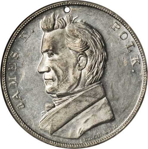 1844 James K. Polk. DeWitt-JP 1844-2. White metal. 41.3 mm. MS-61 PL (NGC).